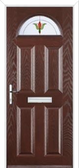 4 Panel 1 Arch Fleur Composite Front Door in Darkwood