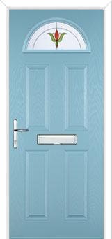 4 Panel 1 Arch Fleur Composite Front Door in Duck Egg Blue