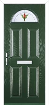 4 Panel 1 Arch Fleur Composite Front Door in Green