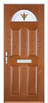 4 Panel 1 Arch Fleur Composite Front Door in Oak