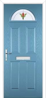 4 Panel 1 Arch Fleur Composite Front Door in Pastel Blue