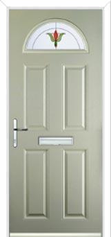 4 Panel 1 Arch Fleur Composite Front Door in Pebble Grey