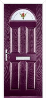 4 Panel 1 Arch Fleur Composite Front Door in Purple Violet