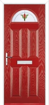 4 Panel 1 Arch Fleur Composite Front Door in Red