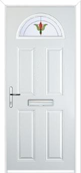 4 Panel 1 Arch Fleur Composite Front Door in White