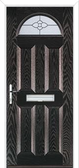 4 Panel 1 Arch Finesse Composite Front Door in Black Brown