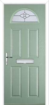 4 Panel 1 Arch Finesse Composite Front Door in Chartwell Green