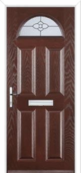 4 Panel 1 Arch Finesse Composite Front Door in Darkwood