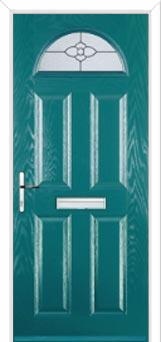 4 Panel 1 Arch Finesse Composite Front Door in Turquoise Blue