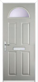 4 Panel 1 Arch Glazed Composite Front Door in Agate Grey