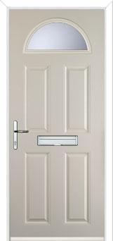 4 Panel 1 Arch Glazed Composite Front Door in Cream