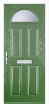 4 Panel 1 Arch Glazed Composite Front Door in Fern Green
