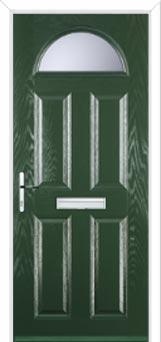 4 Panel 1 Arch Glazed FD30s Internal Composite Fire Door in Green