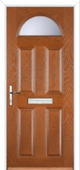 4 Panel 1 Arch Glazed Composite Front Door in Oak