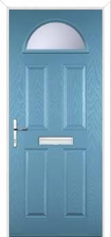 4 Panel 1 Arch Glazed Composite Front Door in Pastel Blue