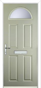 4 Panel 1 Arch Glazed Composite Front Door in Pebble Grey