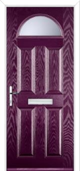 4 Panel 1 Arch Glazed Composite Front Door in Purple Violet