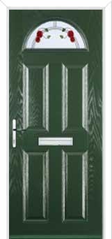 4 Panel 1 Arch Mackintosh Rose Composite Front Door in Green