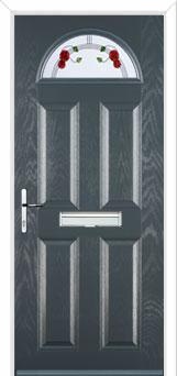4 Panel 1 Arch Mackintosh Rose Composite Front Door in Anthracite Grey