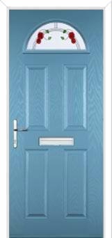 4 Panel 1 Arch Mackintosh Rose Composite Front Door in Pastel Blue