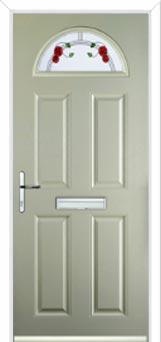 4 Panel 1 Arch Mackintosh Rose Composite Front Door in Pebble Grey