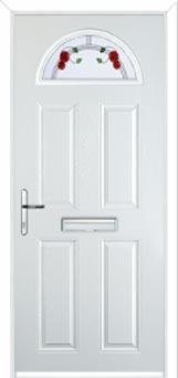 4 Panel 1 Arch Mackintosh Rose Composite Front Door in White