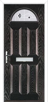 4 Panel 1 Arch Murano Composite Front Door in Black Brown