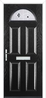 4 Panel 1 Arch Murano Composite Front Door in Black