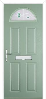 4 Panel 1 Arch Murano Composite Front Door in Chartwell Green