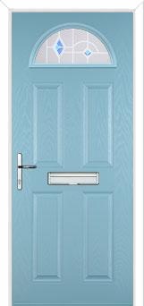 4 Panel 1 Arch Murano Composite Front Door in Duck Egg Blue