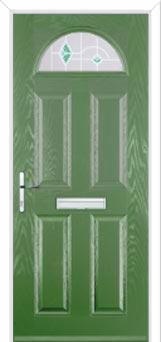 4 Panel 1 Arch Murano Composite Front Door in Fern Green