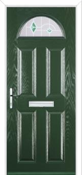 4 Panel 1 Arch Murano Composite Front Door in Green