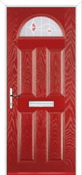 4 Panel 1 Arch Murano Composite Front Door in Red