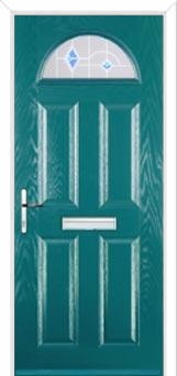 4 Panel 1 Arch Murano Composite Front Door in Turquoise Blue