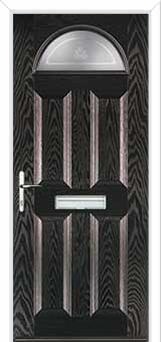 4 Panel 1 Arch Staxton Composite Front Door in Black Brown