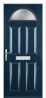 4 Panel 1 Arch Staxton Composite Front Door in Dark Blue