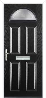 4 Panel 1 Arch Staxton Composite Front Door in Black