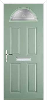 4 Panel 1 Arch Staxton Composite Front Door in Chartwell Green