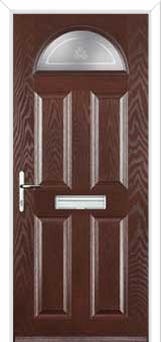 4 Panel 1 Arch Staxton Composite Front Door in Darkwood