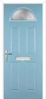 4 Panel 1 Arch Staxton Composite Front Door in Duck Egg Blue