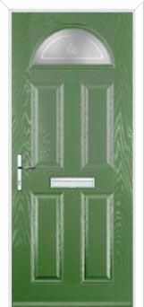 4 Panel 1 Arch Staxton Composite Front Door in Fern Green