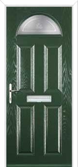 4 Panel 1 Arch Staxton Composite Front Door in Green