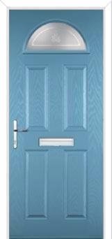 4 Panel 1 Arch Staxton Composite Front Door in Pastel Blue