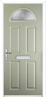 4 Panel 1 Arch Staxton Composite Front Door in Pebble Grey