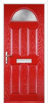 4 Panel 1 Arch Staxton Composite Front Door in Poppy Red