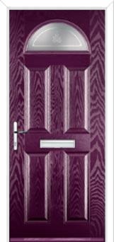 4 Panel 1 Arch Staxton Composite Front Door in Purple Violet