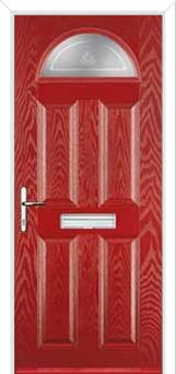4 Panel 1 Arch Staxton Composite Front Door in Red