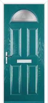 4 Panel 1 Arch Staxton Composite Front Door in Turquoise Blue