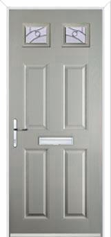 4 Panel 2 Square Abstract Composite Front Door in Agate Grey