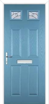 4 Panel 2 Square Abstract Composite Front Door in Pastel Blue